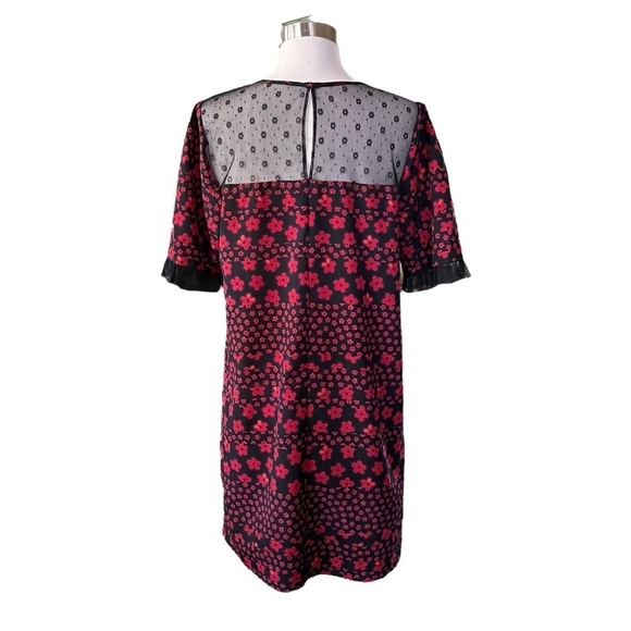 BCBGeneration Dress Womens Size M Mixed Media Red Black Floral Lace Bratz Style - Picture 4 of 12